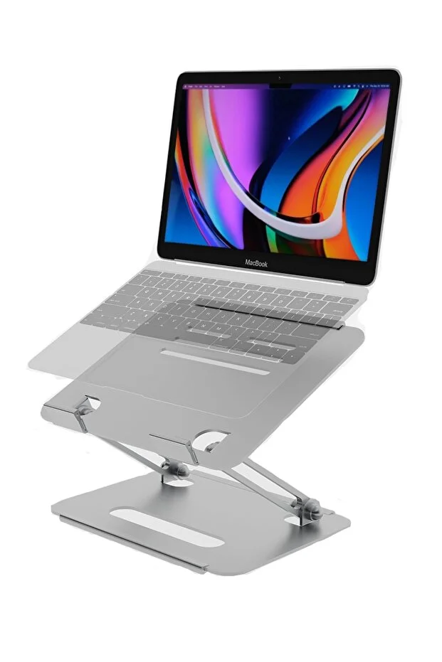 Tüm Modellerle Uyumlu Metal Kolay Ayarlanır Katlanabilir Ergonomik Gri Notebook Standı
